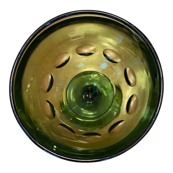 Vintage Bartlett Collins Footed Green Glass Goblet w/ Thumbprint - Picture 3 of 4